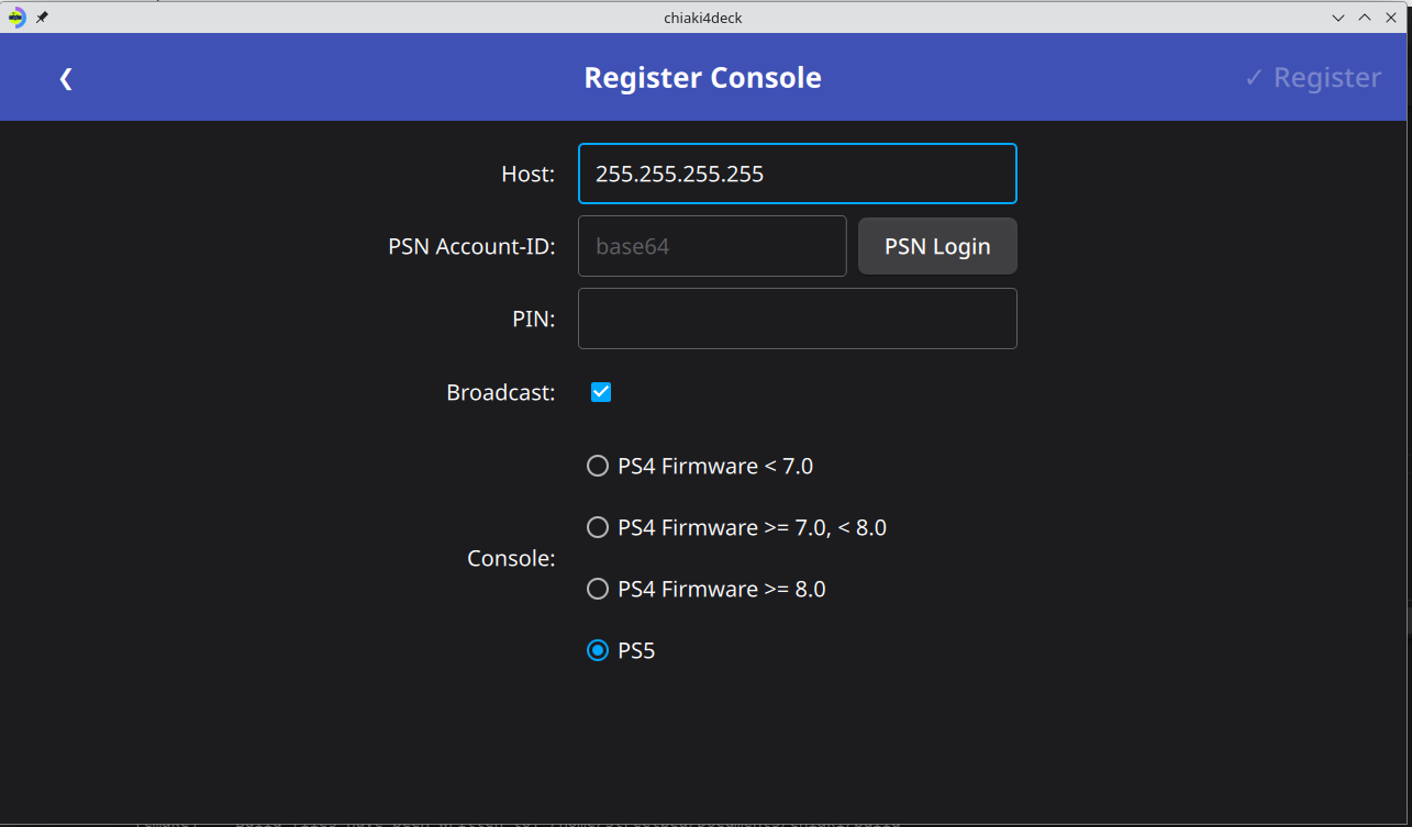 Registration Window