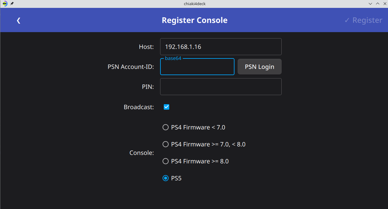 Registration Window