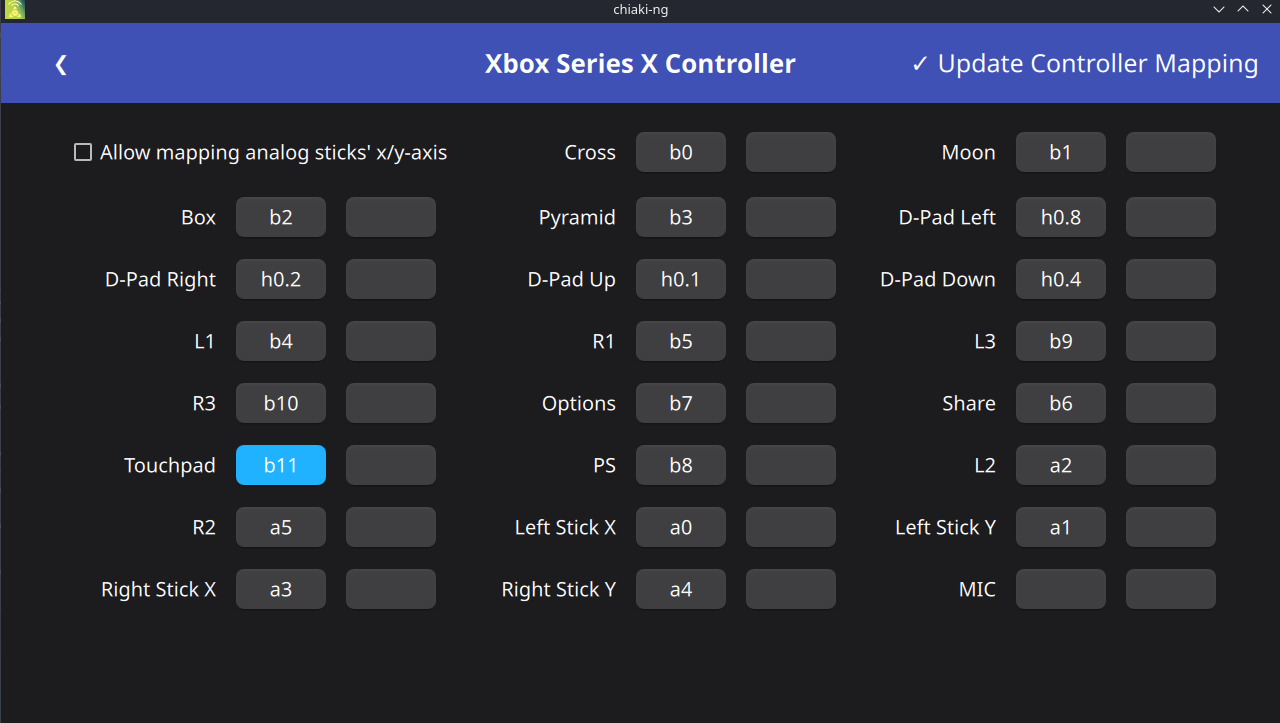 Controller Mapping Changes