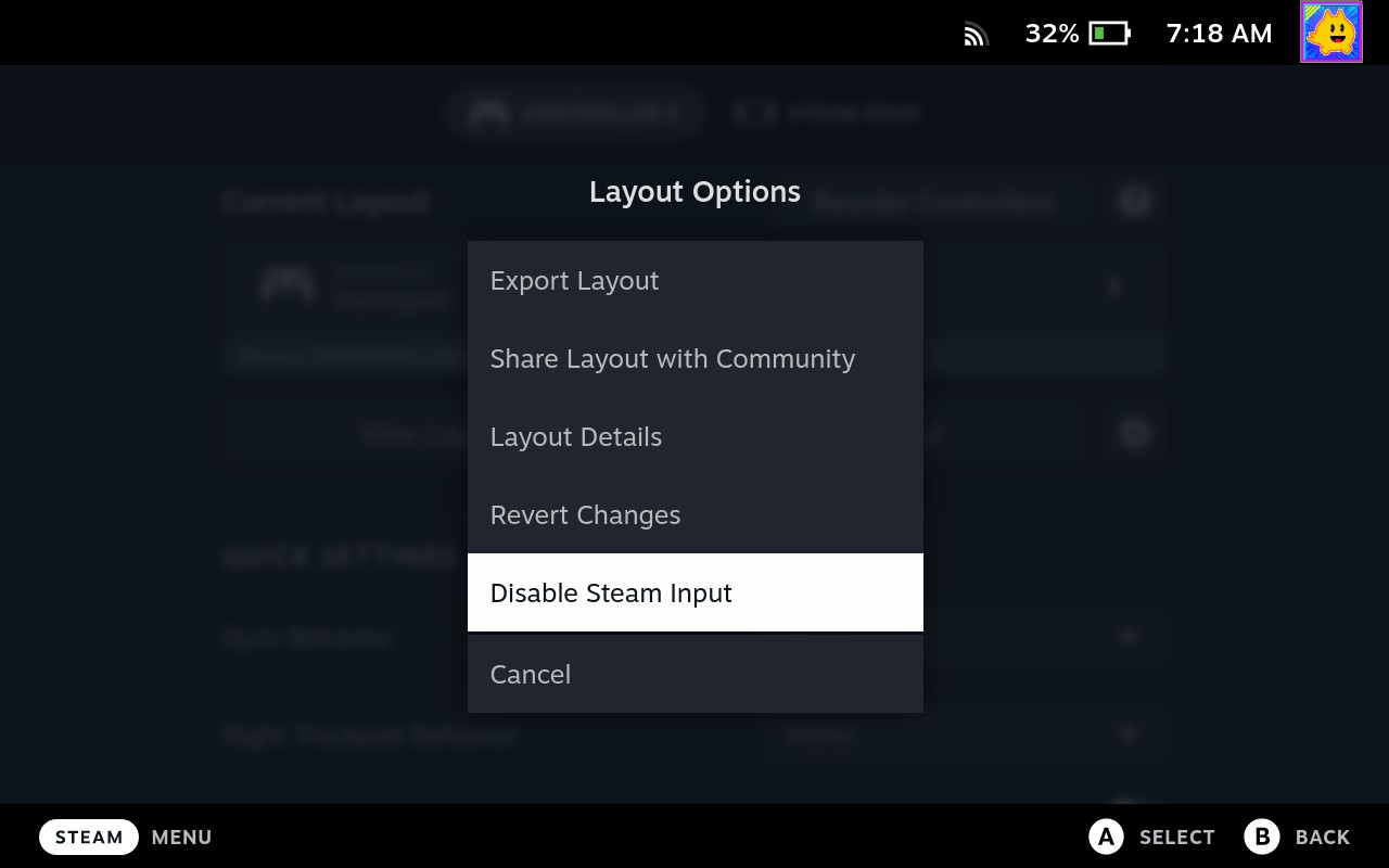 Disable Steam Input