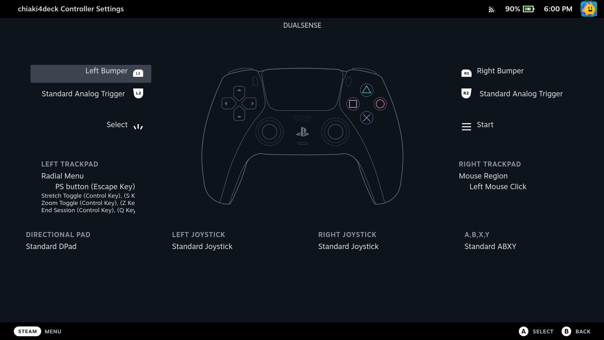 DualSense Layout Steam Input