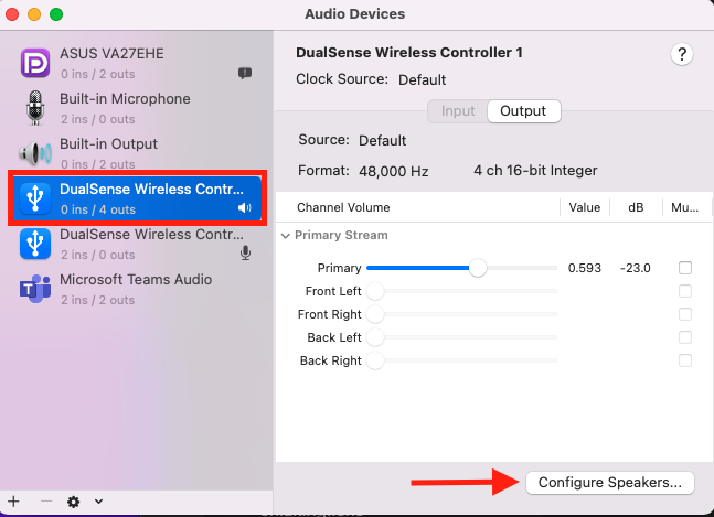 Configure DualSense Haptic speakers